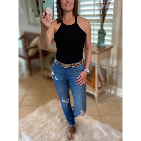 Halter Neck Criss Cross Back Bodysuit Black 1421 - Picture 2 of 7